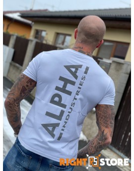 Alpha Industries pánské triko Backprint White/Reflective Print