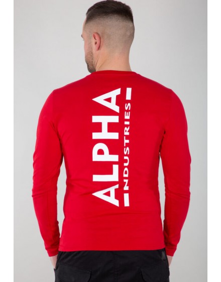 Alpha Industries triko s dlouhým rukávem Back Print Heavy LS speed red