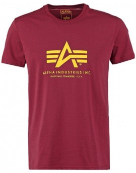 Alpha Industries Pánské tričko Basic Burgundy/yellow